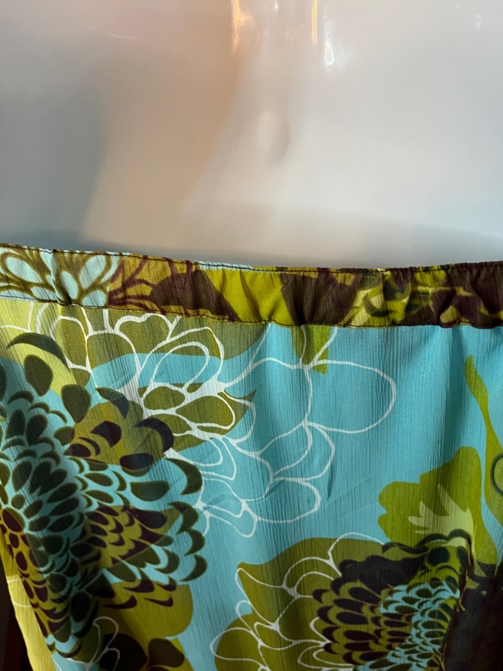 Womens A-Line Floral Wrap Skirt in Aqua & Olive - Picture 7 of 12